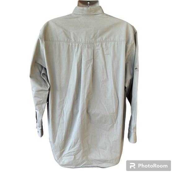 Austrian Elch Button Down Cotton Long Sleeve Tan Shirt Mens Outdoor Roll Tab - Picture 4 of 6